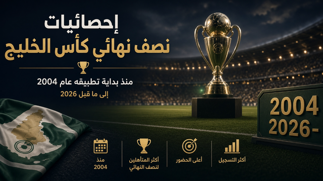 احصائيات نصف نهائي كأس الخليج منذ بداية تطبيقه عام 2004 الى ما قبل 2026